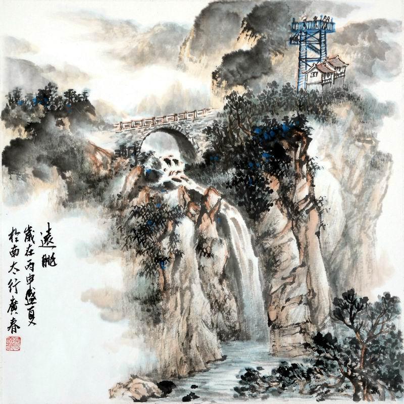 笔底山河映翠霞——何广春国画欣赏 清华大学美术学院彩墨青绿山水研究班创作掠影
