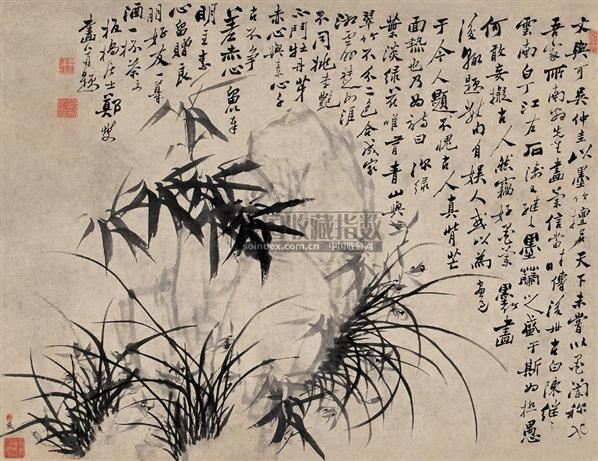 郑板桥《兰竹石图》立轴 水墨纸本中的清风傲骨
